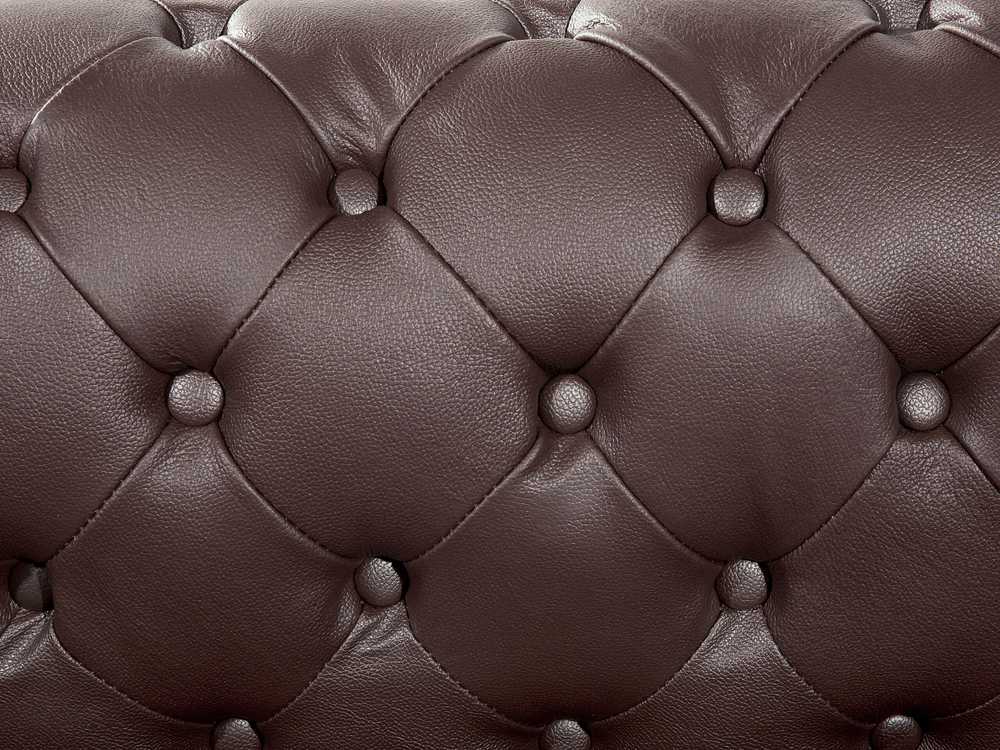 Beliani Trijų vietų sofa CHESTERFIELD Natūrali oda Ruda