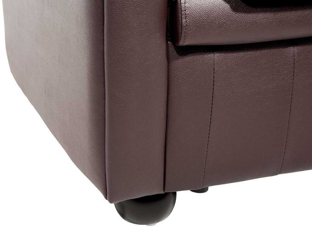 Beliani Trijų vietų sofa CHESTERFIELD Natūrali oda Ruda