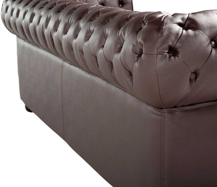 Beliani Trijų vietų sofa CHESTERFIELD Natūrali oda Ruda