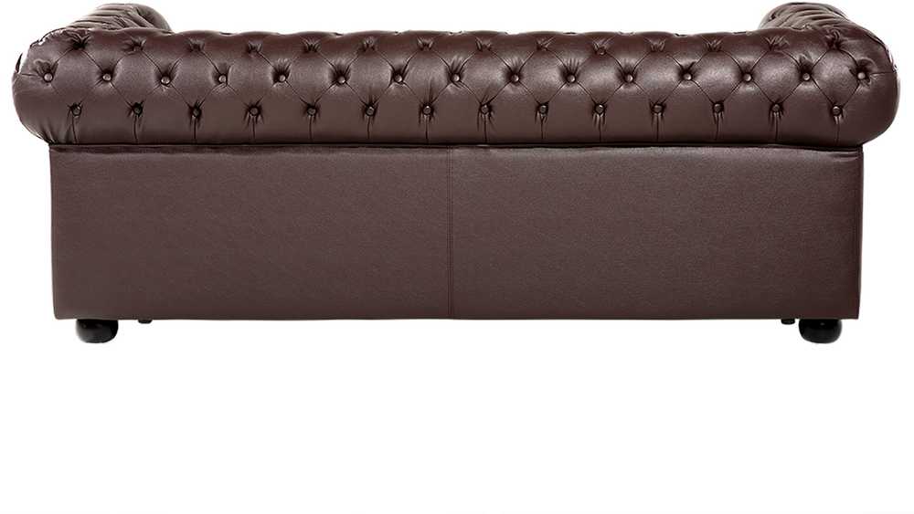 Beliani Trijų vietų sofa CHESTERFIELD Natūrali oda Ruda