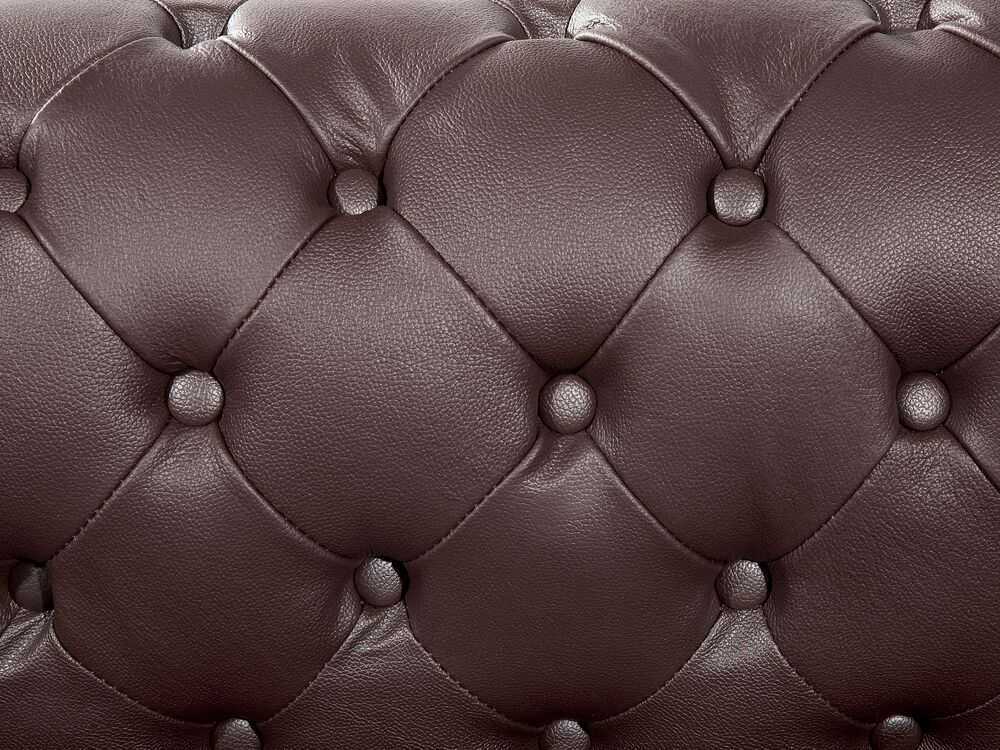 Beliani Trijų vietų sofa CHESTERFIELD Natūrali oda Ruda