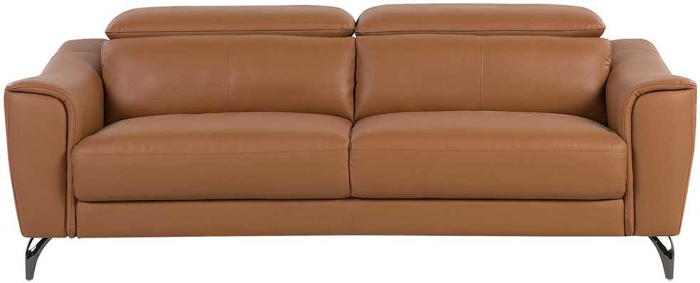 Beliani Trivietė sofa NARWIK Natūrali oda, auksinės rudos spalvos