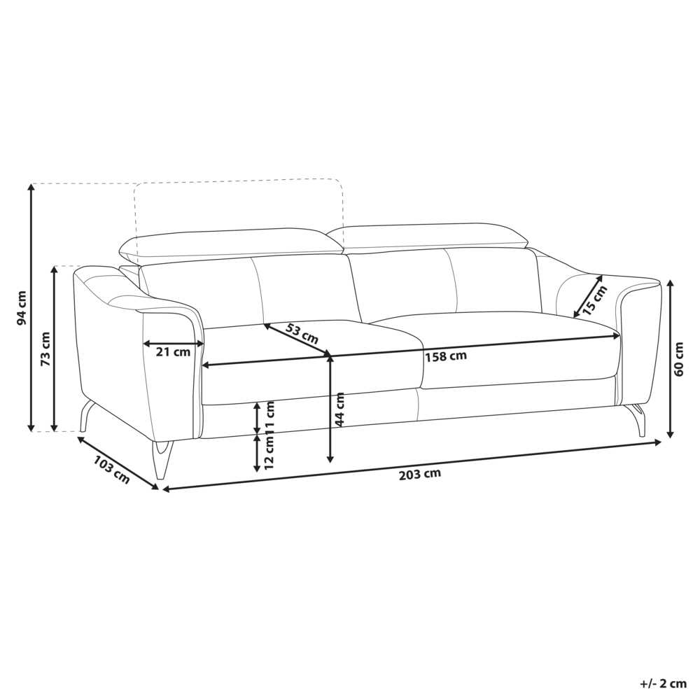 Beliani Trivietė sofa NARWIK Natūrali oda, auksinės rudos spalvos