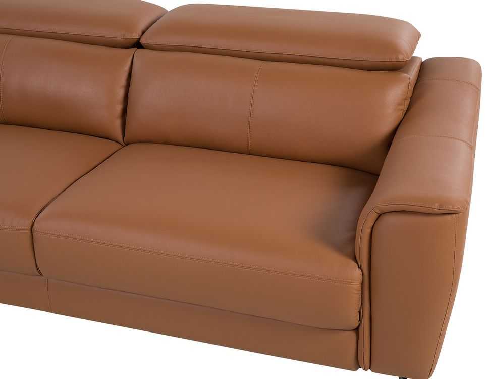 Beliani Trivietė sofa NARWIK Natūrali oda, auksinės rudos spalvos