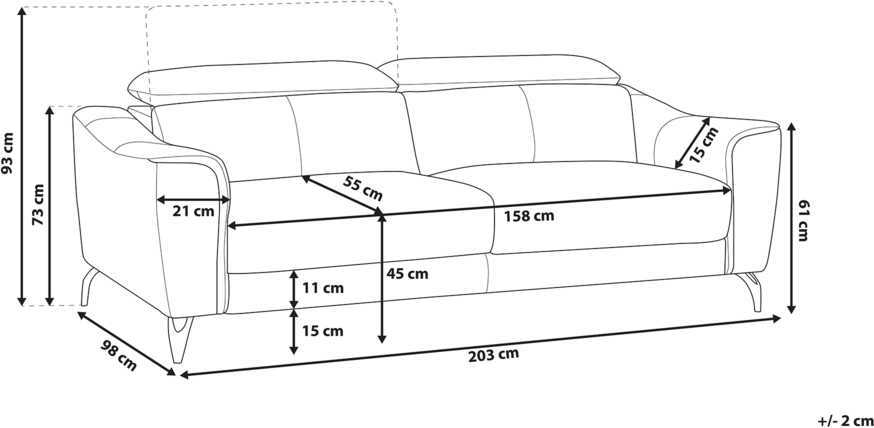 Beliani Trivietė sofa NARWIK Natūrali oda, auksinės rudos spalvos