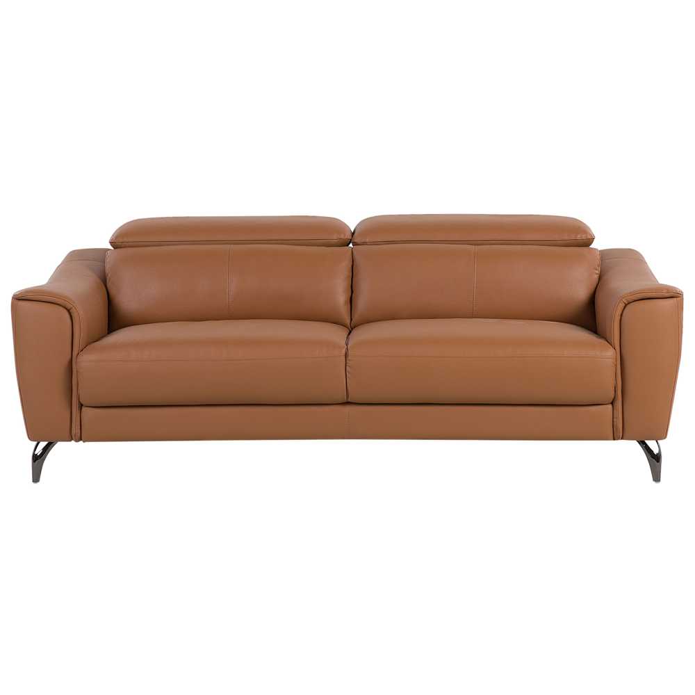 Beliani Trivietė sofa NARWIK Natūrali oda, auksinės rudos spalvos