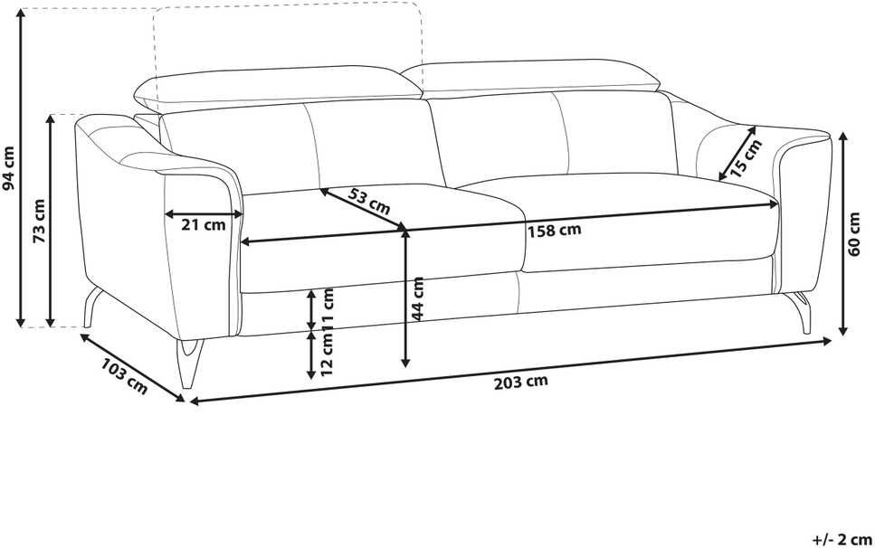 Beliani Trivietė sofa NARWIK Natūrali oda, auksinės rudos spalvos