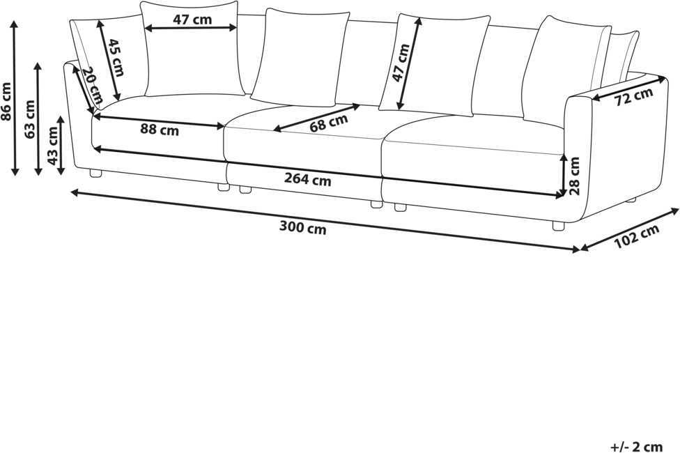 Beliani 3 vietų sofa SIGTUNA, smėlio spalvos