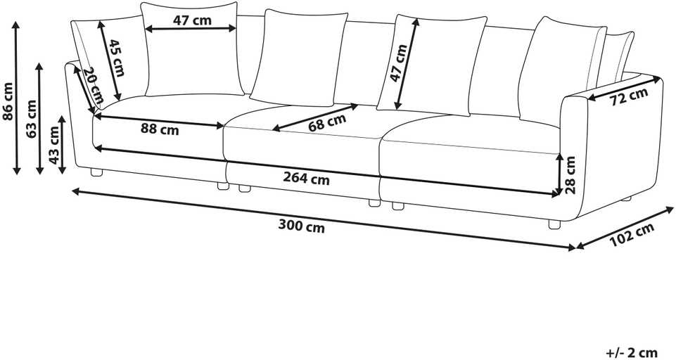 Beliani 3 vietų sofa SIGTUNA, smėlio spalvos