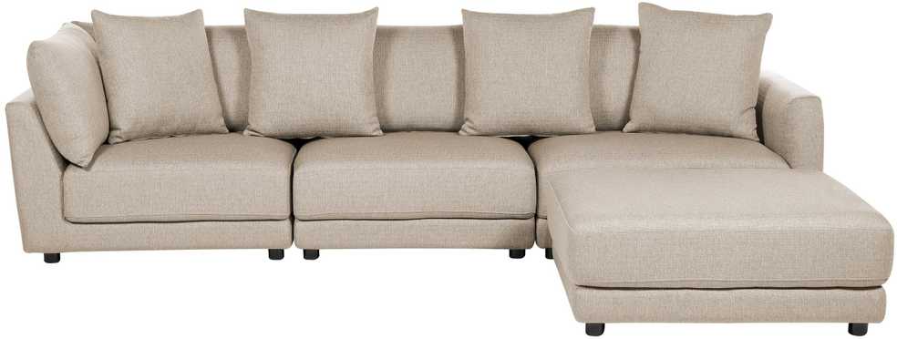 Beliani 3 vietų sofa SIGTUNA, smėlio spalvos su otomane