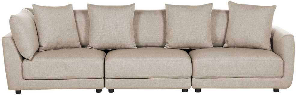 Beliani 3 vietų sofa SIGTUNA, smėlio spalvos su otomane