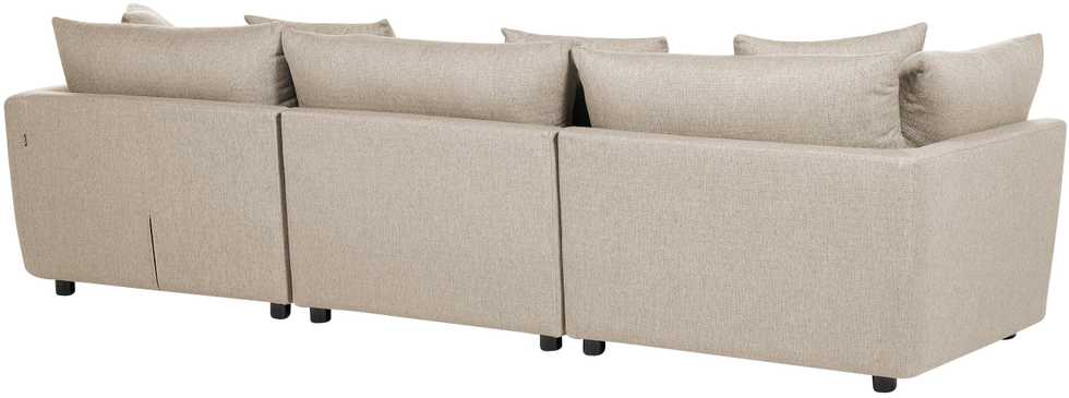 Beliani 3 vietų sofa SIGTUNA, smėlio spalvos su otomane