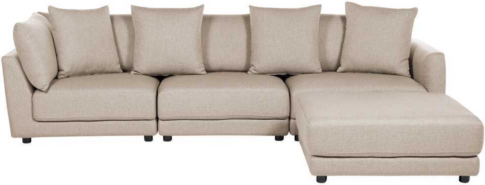 Beliani 3 vietų sofa SIGTUNA, smėlio spalvos su otomane