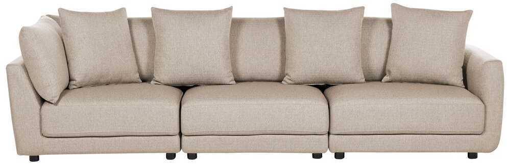 Beliani 3 vietų sofa SIGTUNA, smėlio spalvos su otomane