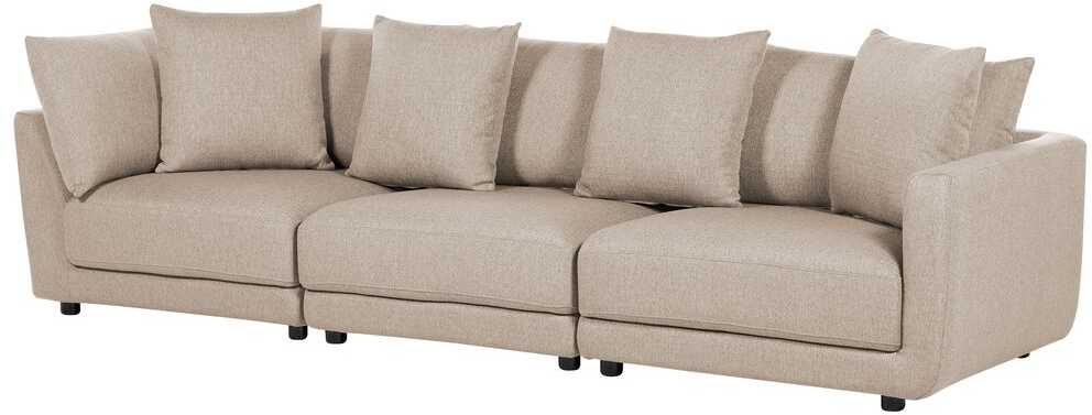 Beliani 3 vietų sofa SIGTUNA, smėlio spalvos su otomane