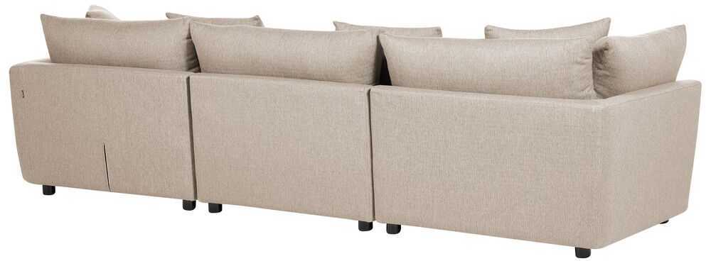 Beliani 3 vietų sofa SIGTUNA, smėlio spalvos su otomane