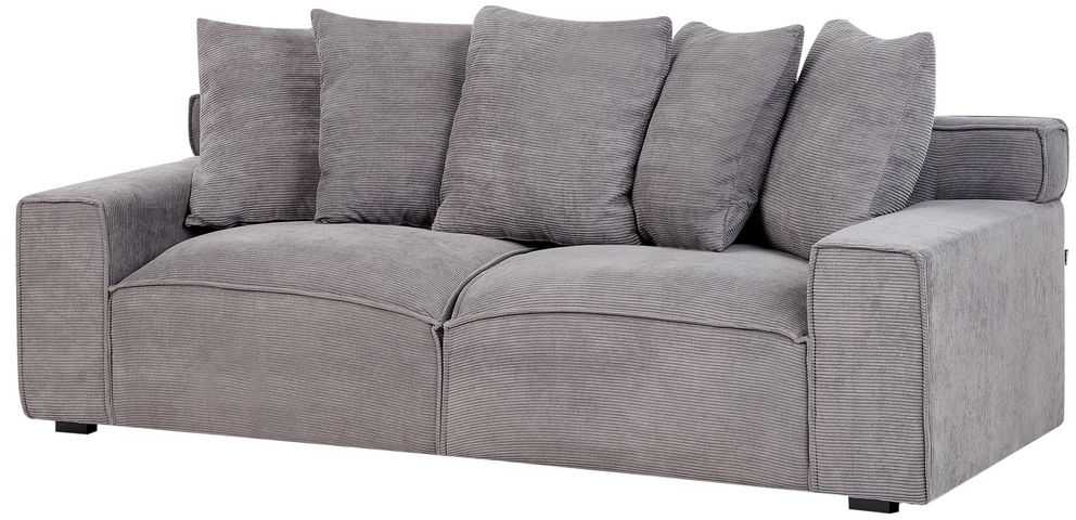 Beliani Trivietė sofa VISKAN, velvetinis audinys, tamsiai pilka