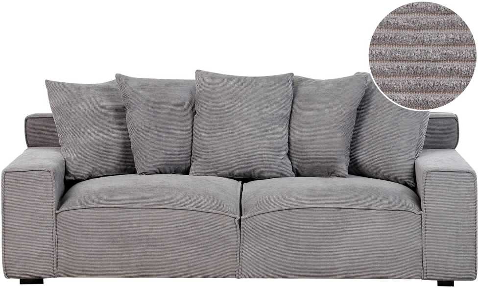 Beliani Trivietė sofa VISKAN, velvetinis audinys, tamsiai pilka