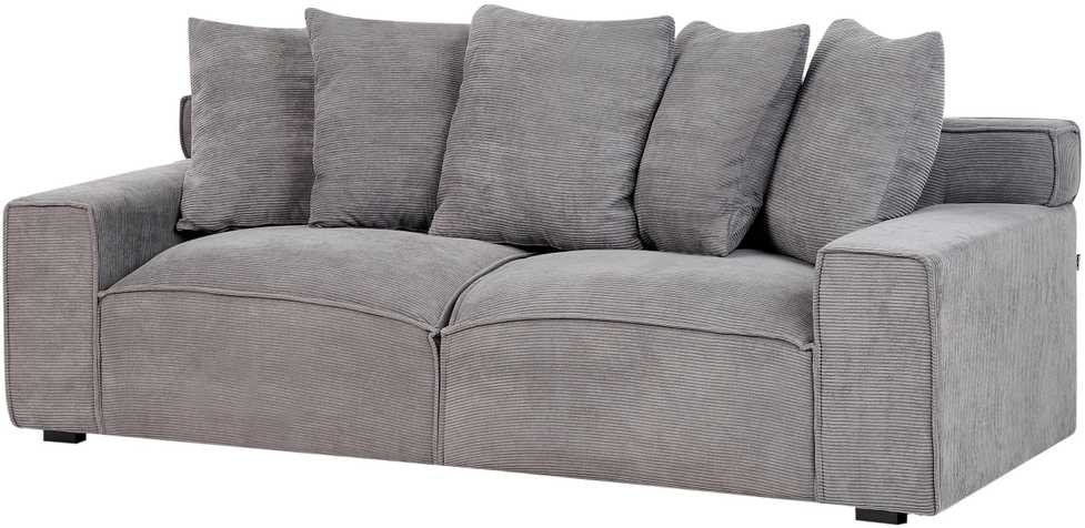 Beliani Trivietė sofa VISKAN, velvetinis audinys, tamsiai pilka