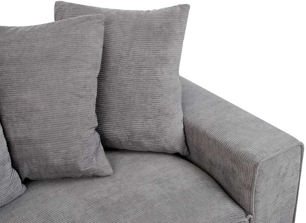 Beliani Trivietė sofa VISKAN, velvetinis audinys, tamsiai pilka