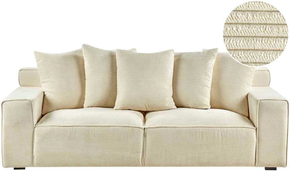 Beliani 3 vietų sofa VISKAN Velvetinis šviesiai smėlio spalvos