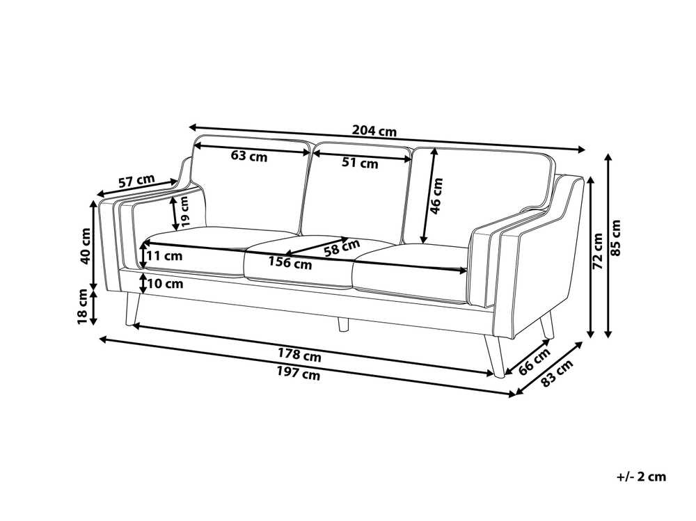 Beliani 3 vietų sofa LOKKA, smėlio spalvos