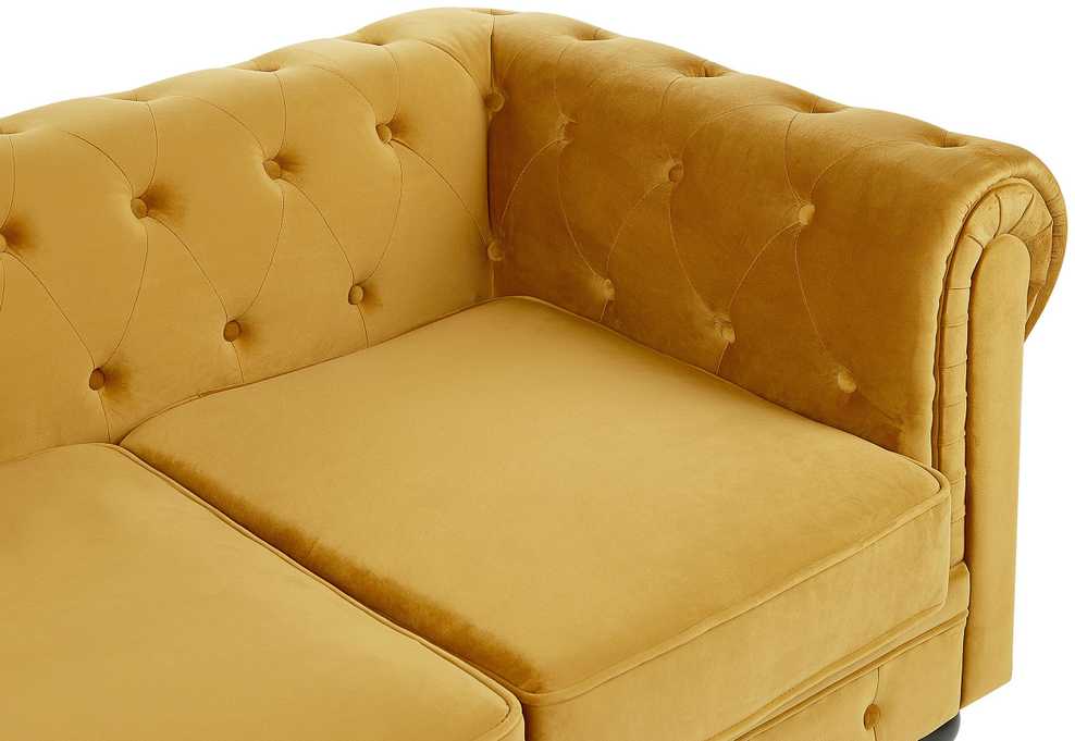 Beliani 3 vietų sofa CHESTERFIELD veliūrinė auksinė