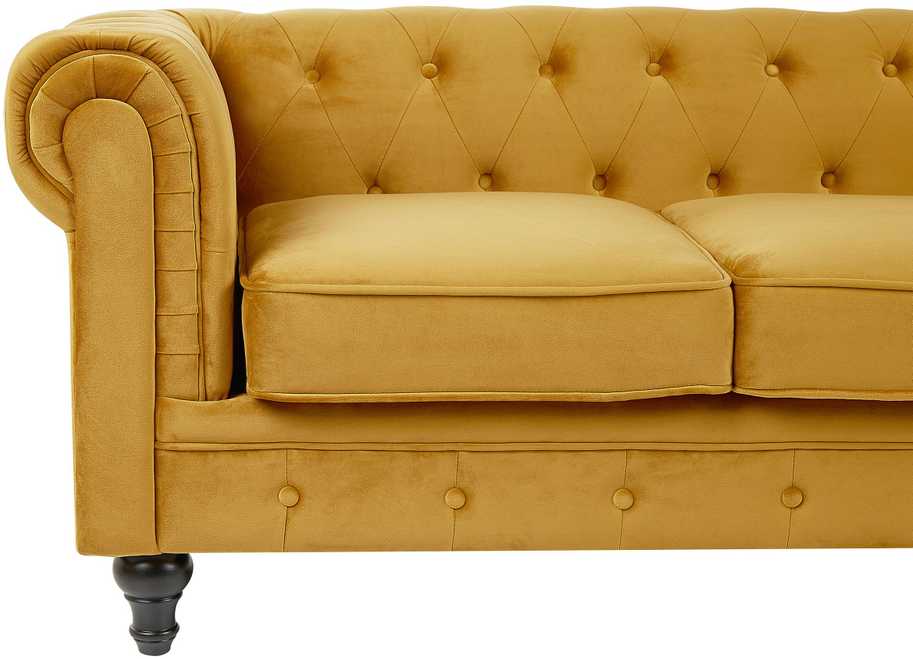 Beliani 3 vietų sofa CHESTERFIELD veliūrinė auksinė