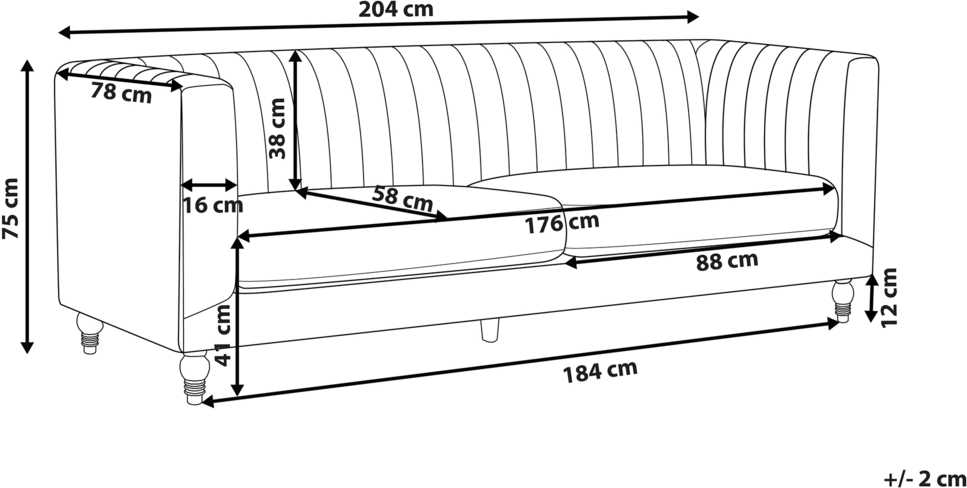 Beliani 3 vietų sofa ARVIKA aksominė mėlyna