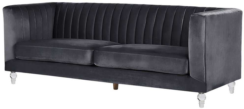 Beliani Trijų vietų sofa ARVIKA aksominė juoda