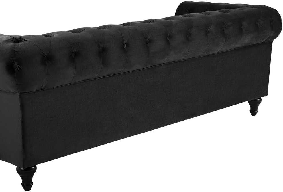 Beliani CHESTERFIELD 3 vietų sofa, veliūrinė, juoda