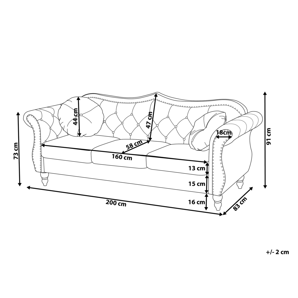 Beliani Trivietė sofa SKIEN, veliūras, juoda