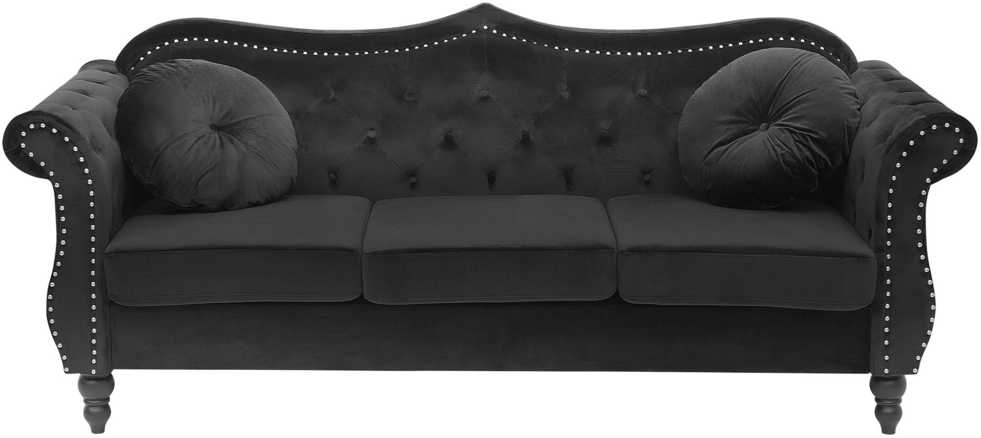 Beliani Trivietė sofa SKIEN, veliūras, juoda