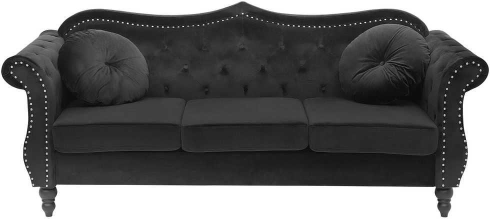 Beliani Trivietė sofa SKIEN, veliūras, juoda