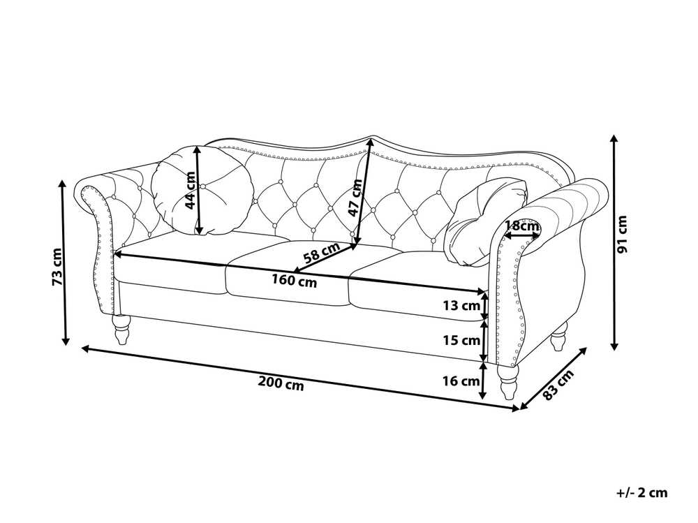 Beliani Trivietė sofa SKIEN, veliūras, juoda