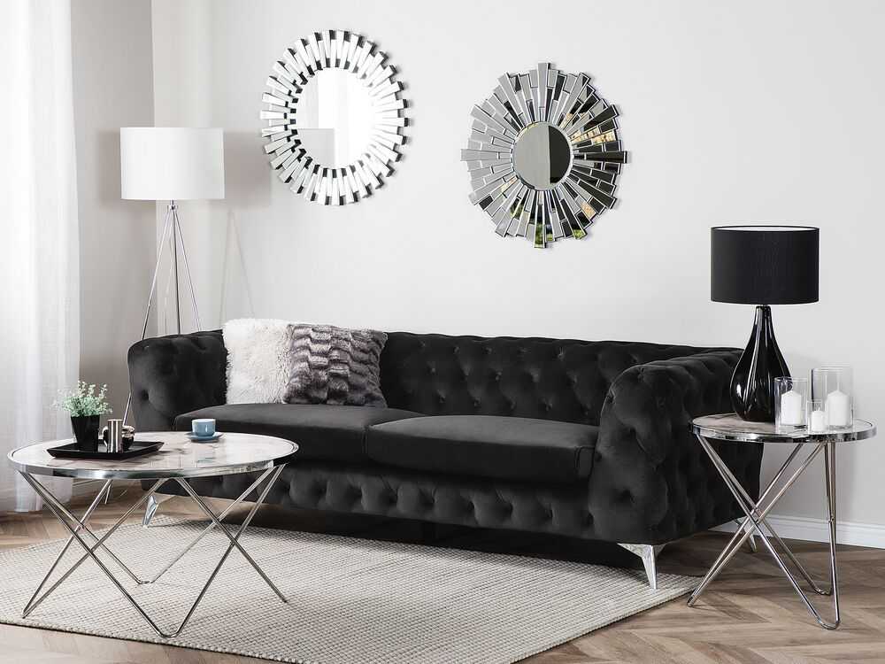 Beliani Trivietė sofa SOTRA aksominė juoda