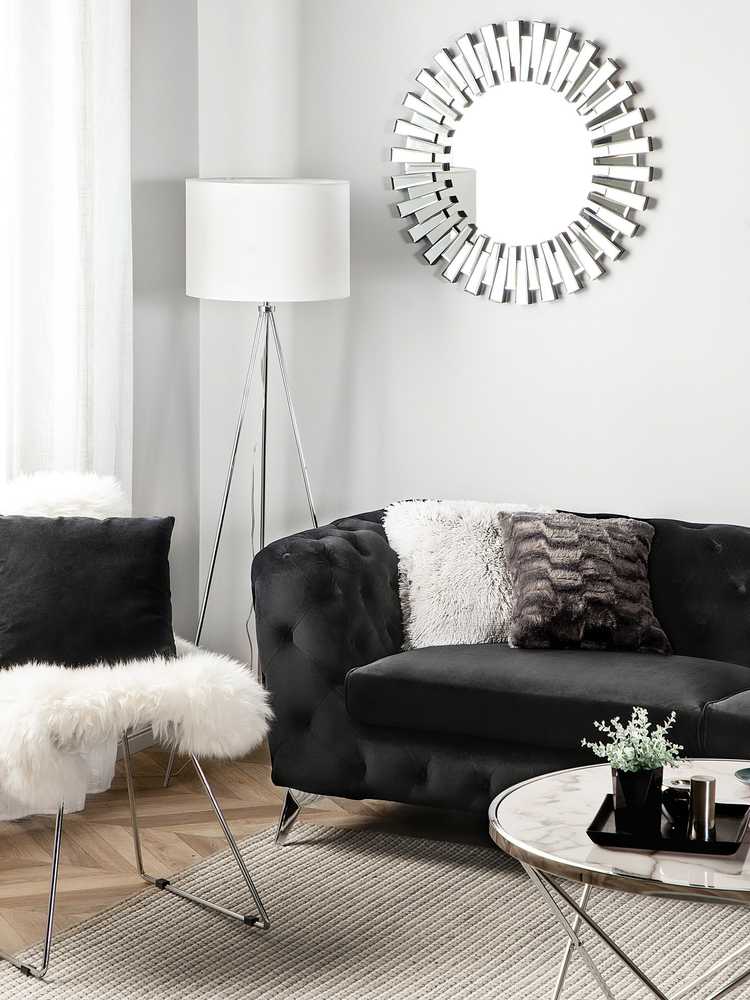 Beliani Trivietė sofa SOTRA aksominė juoda