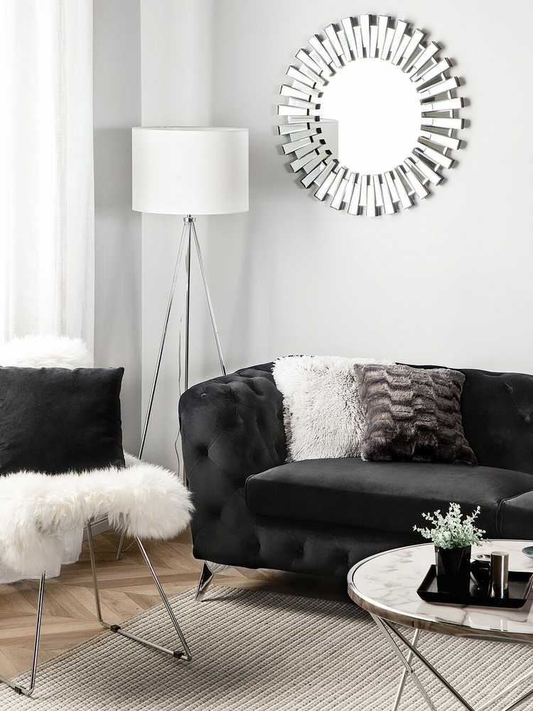 Beliani Trivietė sofa SOTRA aksominė juoda