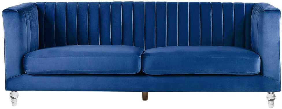 Beliani Trivietė sofa ARVIKA aksominė tamsiai mėlyna