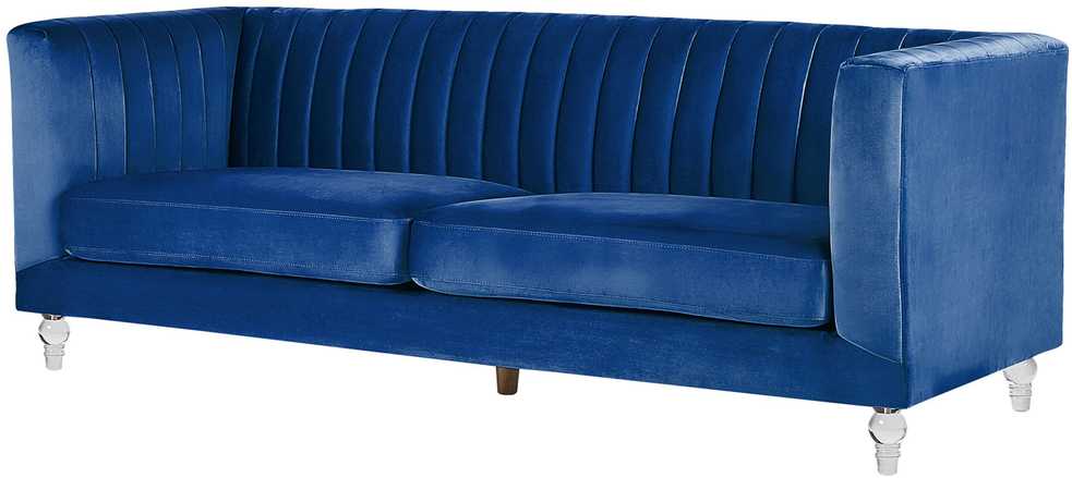 Beliani Trivietė sofa ARVIKA aksominė tamsiai mėlyna