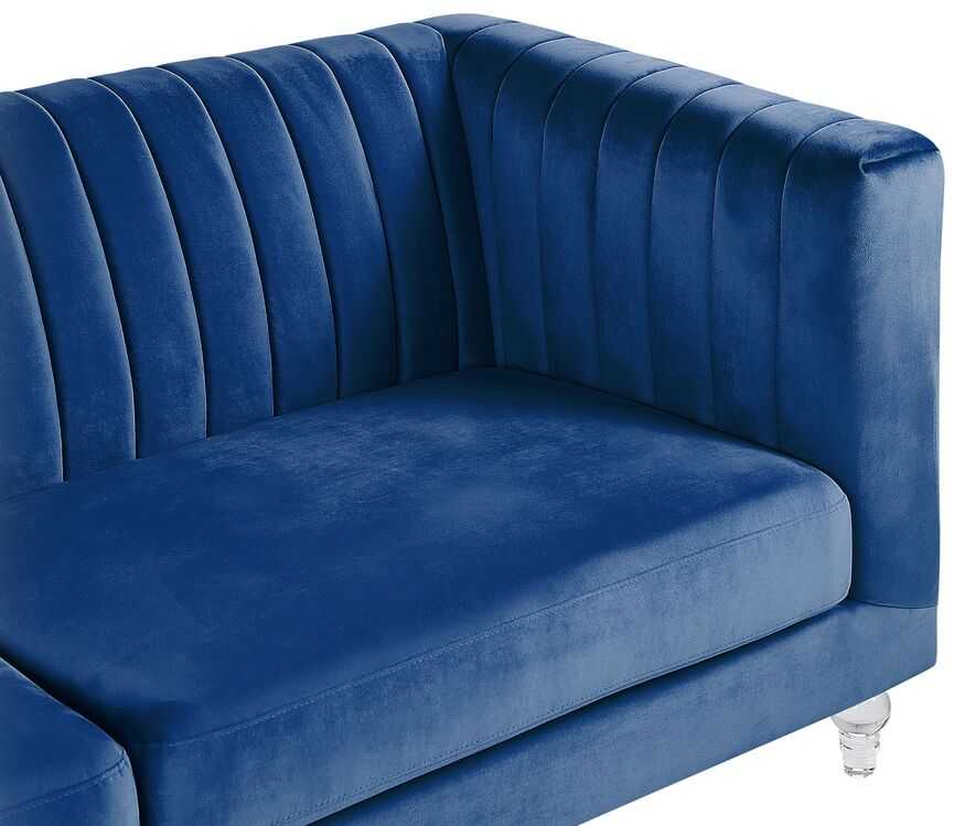 Beliani Trivietė sofa ARVIKA aksominė tamsiai mėlyna