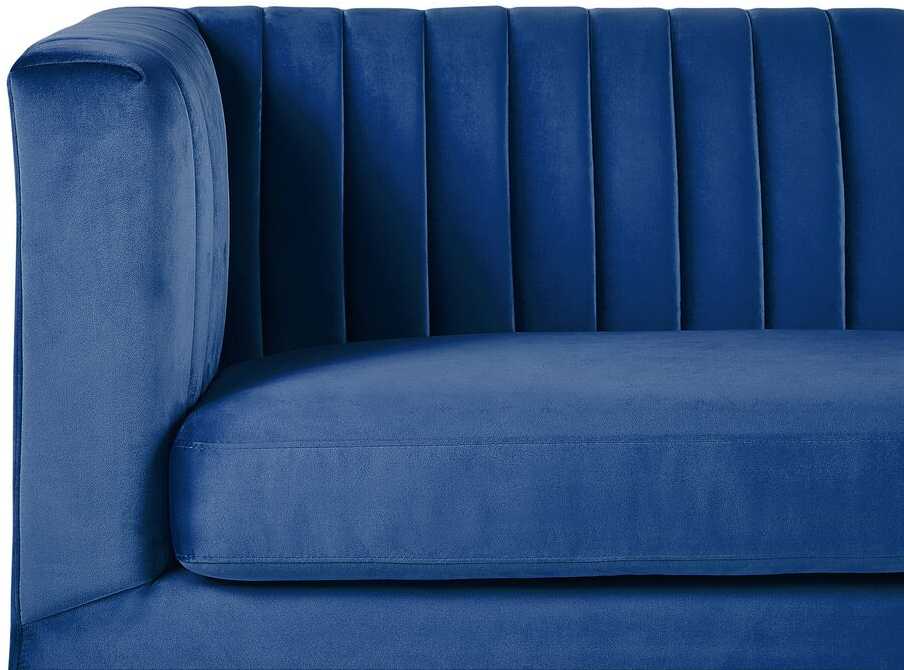 Beliani Trivietė sofa ARVIKA aksominė tamsiai mėlyna