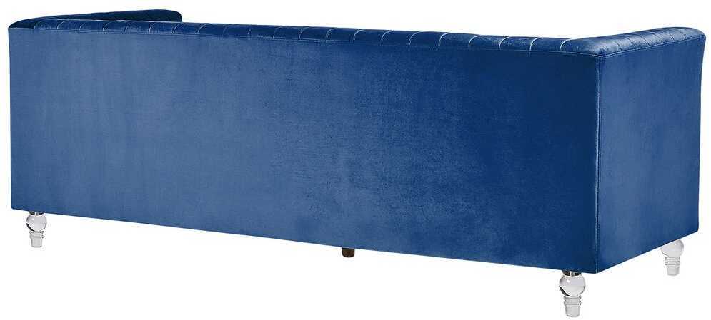 Beliani Trivietė sofa ARVIKA aksominė tamsiai mėlyna