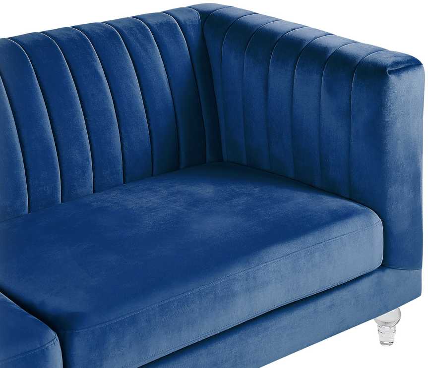 Beliani Trivietė sofa ARVIKA aksominė tamsiai mėlyna