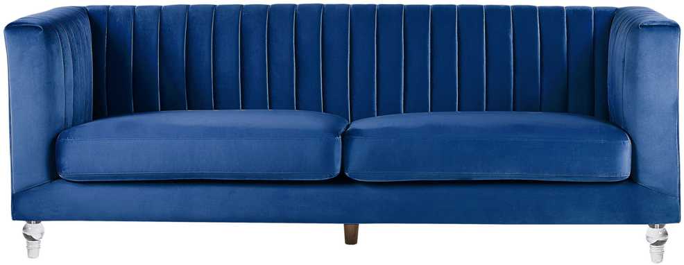 Beliani Trivietė sofa ARVIKA aksominė tamsiai mėlyna