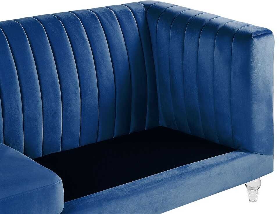 Beliani Trivietė sofa ARVIKA aksominė tamsiai mėlyna