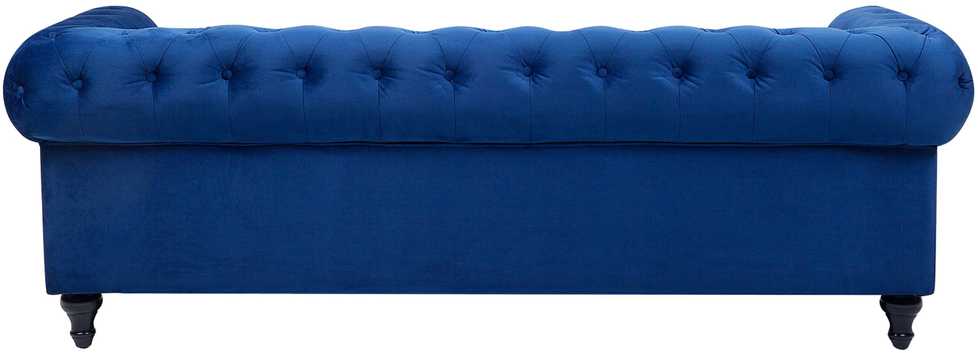 Beliani 3 vietų sofa CHESTERFIELD veliūrinė tamsiai mėlyna