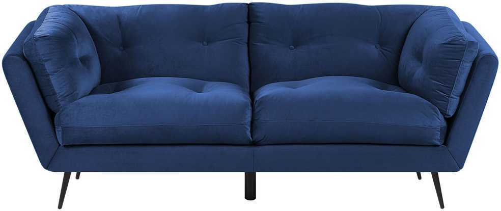 Beliani 3 vietų sofa LENVIK, veliūrinė, tamsiai mėlyna