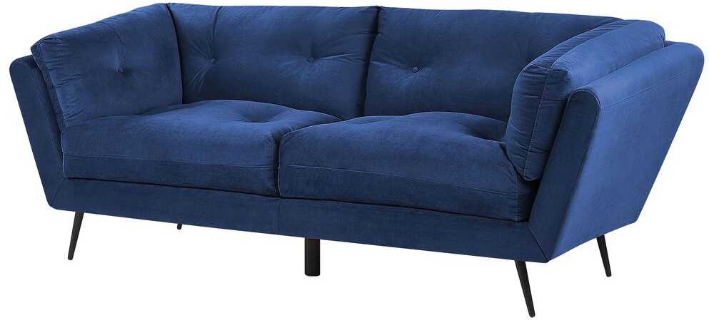 Beliani 3 vietų sofa LENVIK, veliūrinė, tamsiai mėlyna