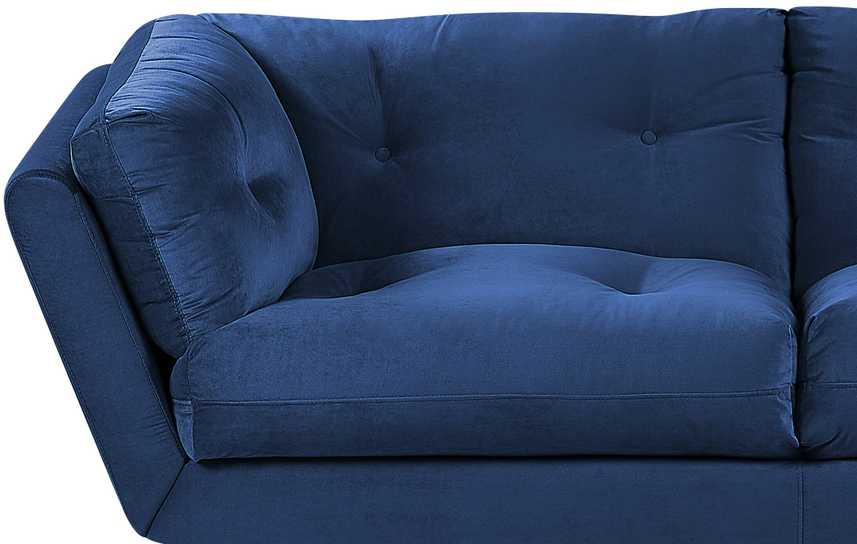 Beliani 3 vietų sofa LENVIK, veliūrinė, tamsiai mėlyna
